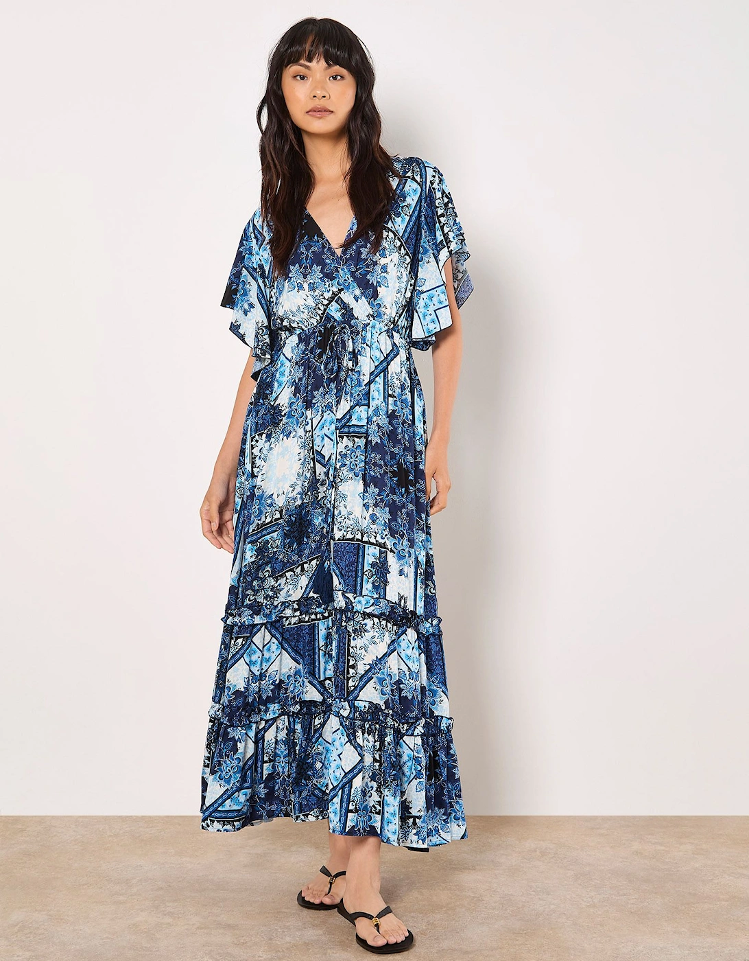 Patchwork Ruffle Tiered Midi Dress, 2 of 1