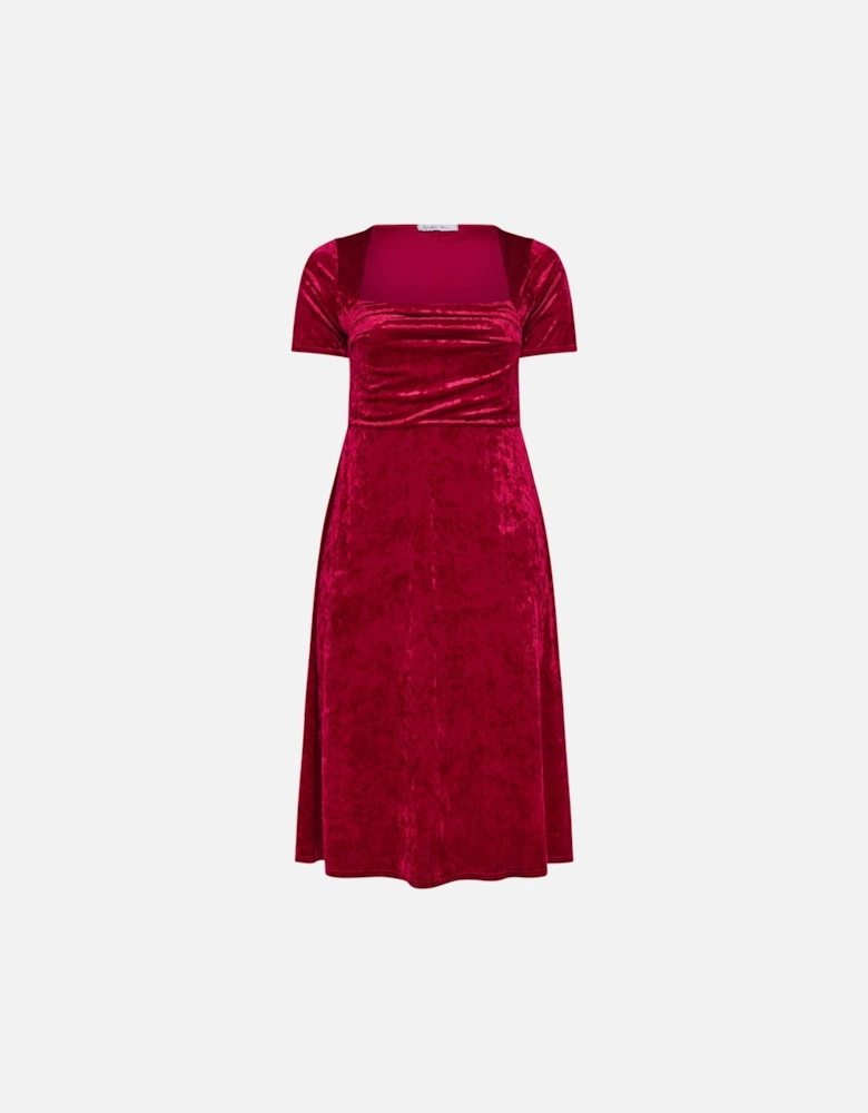 Velvet Square Neck Midi Dress