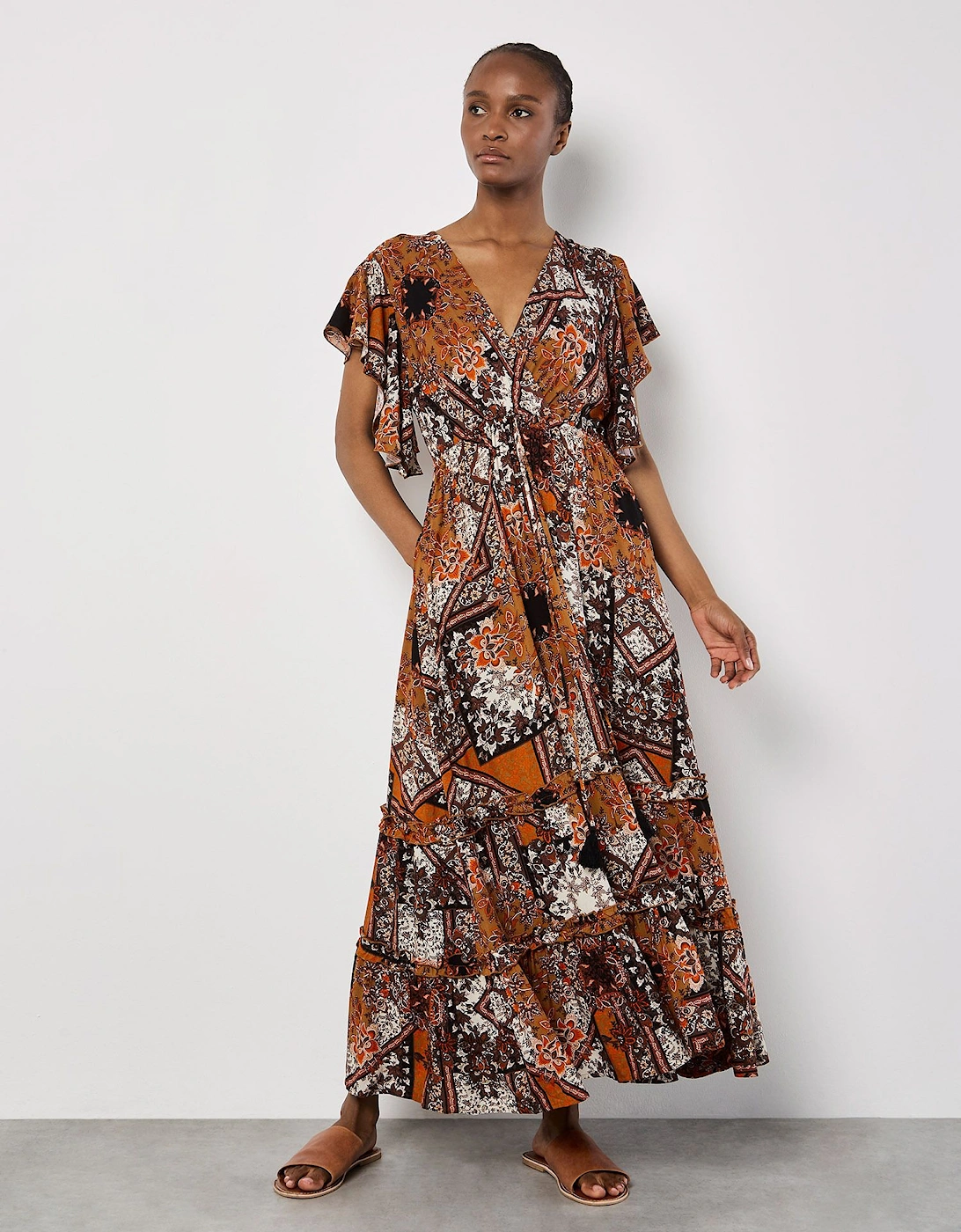 Patchwork Ruffle Tiered Midi Dress, 2 of 1