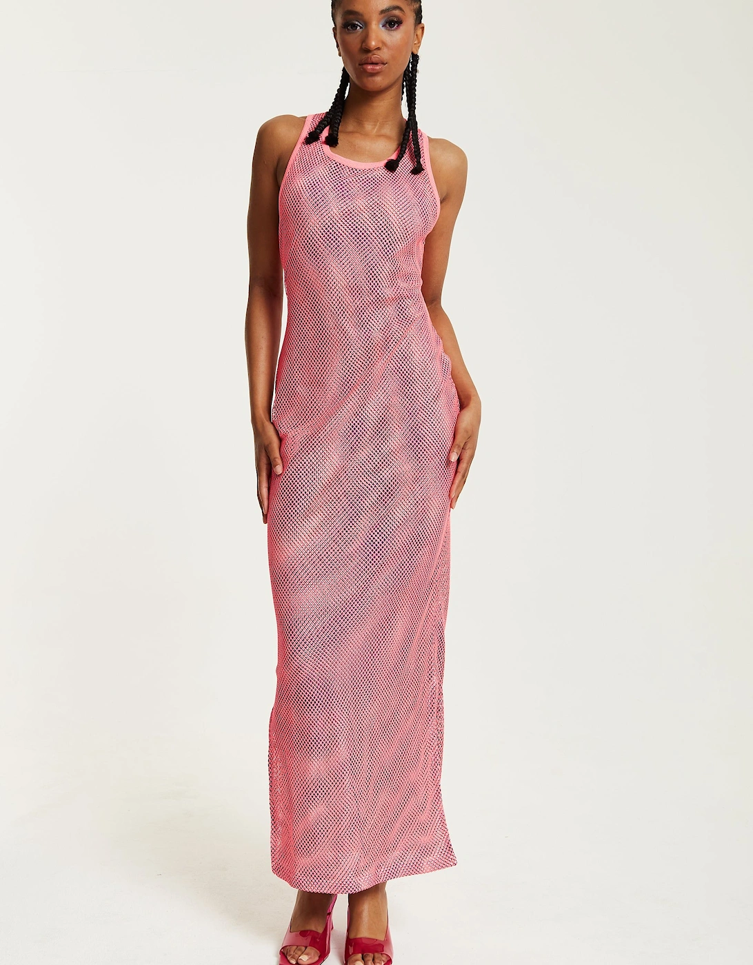 Pink Fishnet Maxi Dress, 2 of 1