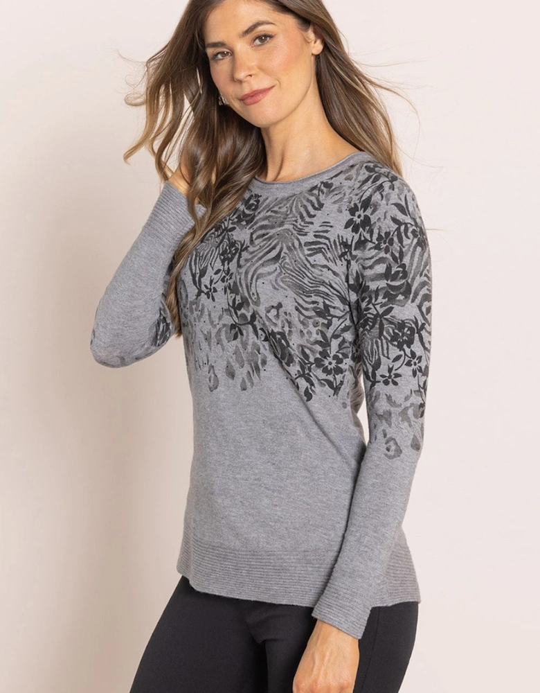 Embellished Garden Print Jumper
