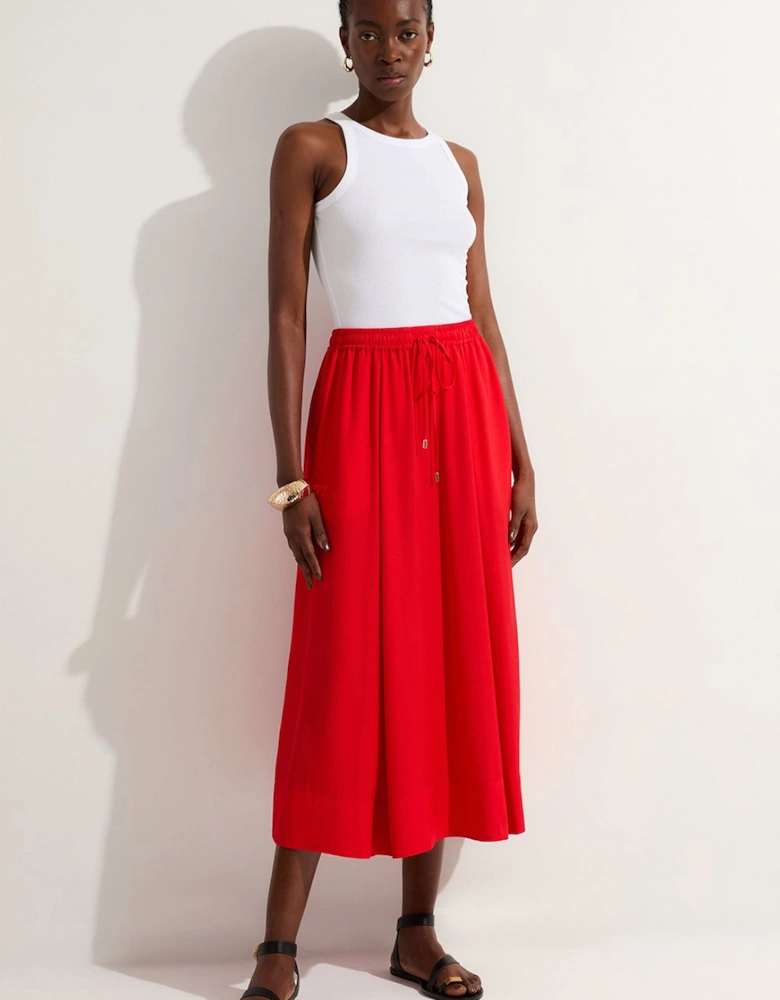 Petite Premium Viscose Linen Tie Waist Woven Skirt