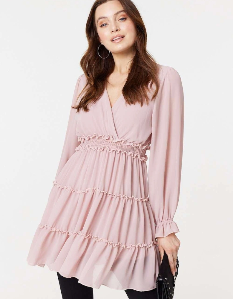 Lace Detail Long Sleeve Mini Dress