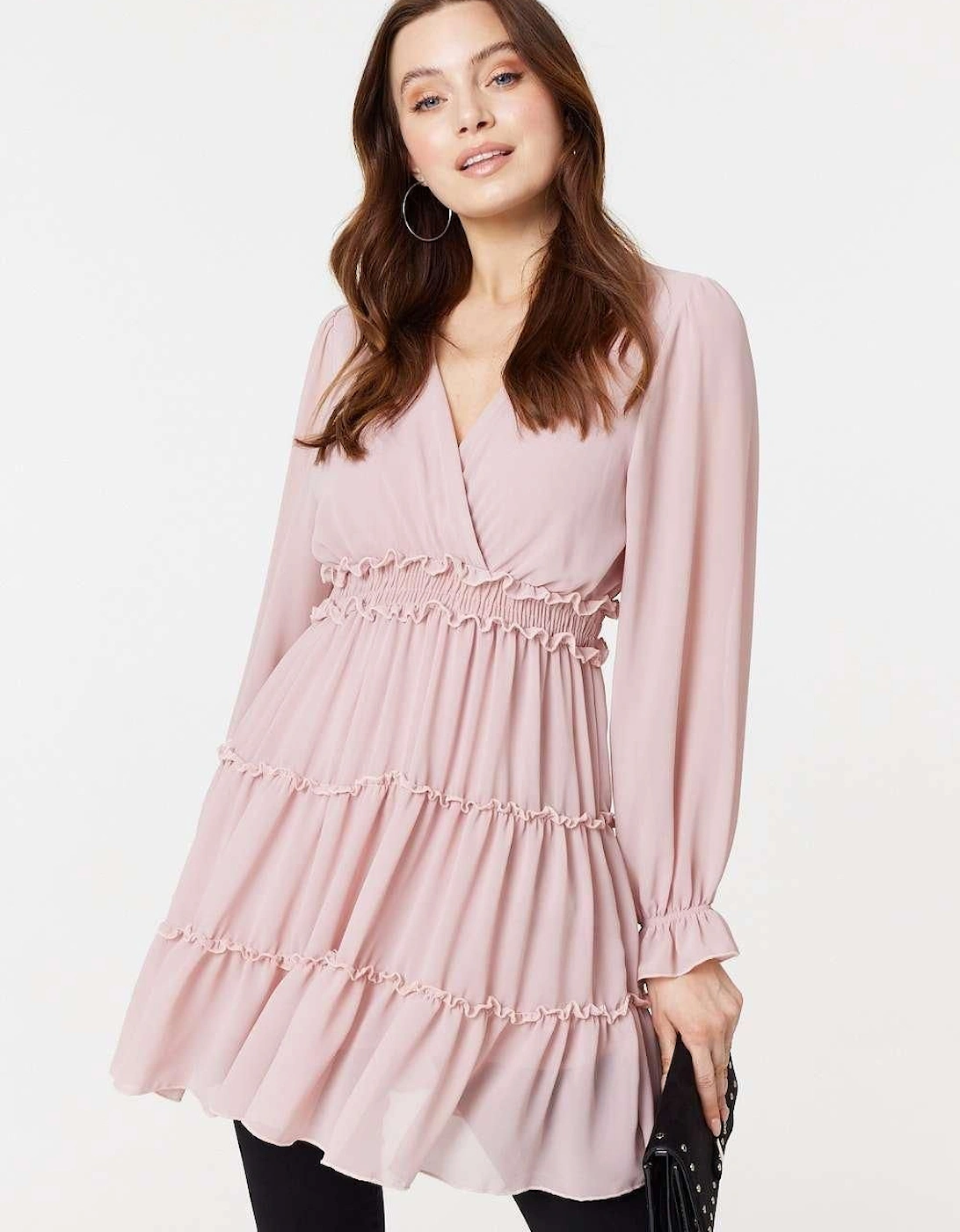 Lace Detail Long Sleeve Mini Dress, 2 of 1