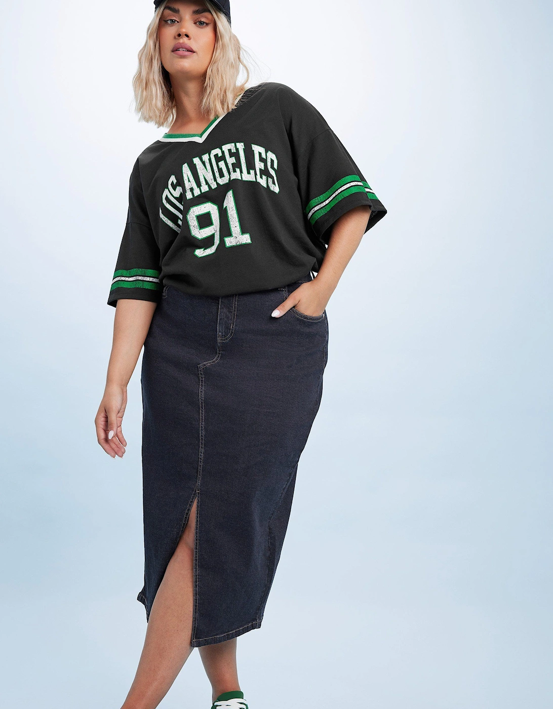 Stretch Denim Midaxi Skirt, 2 of 1