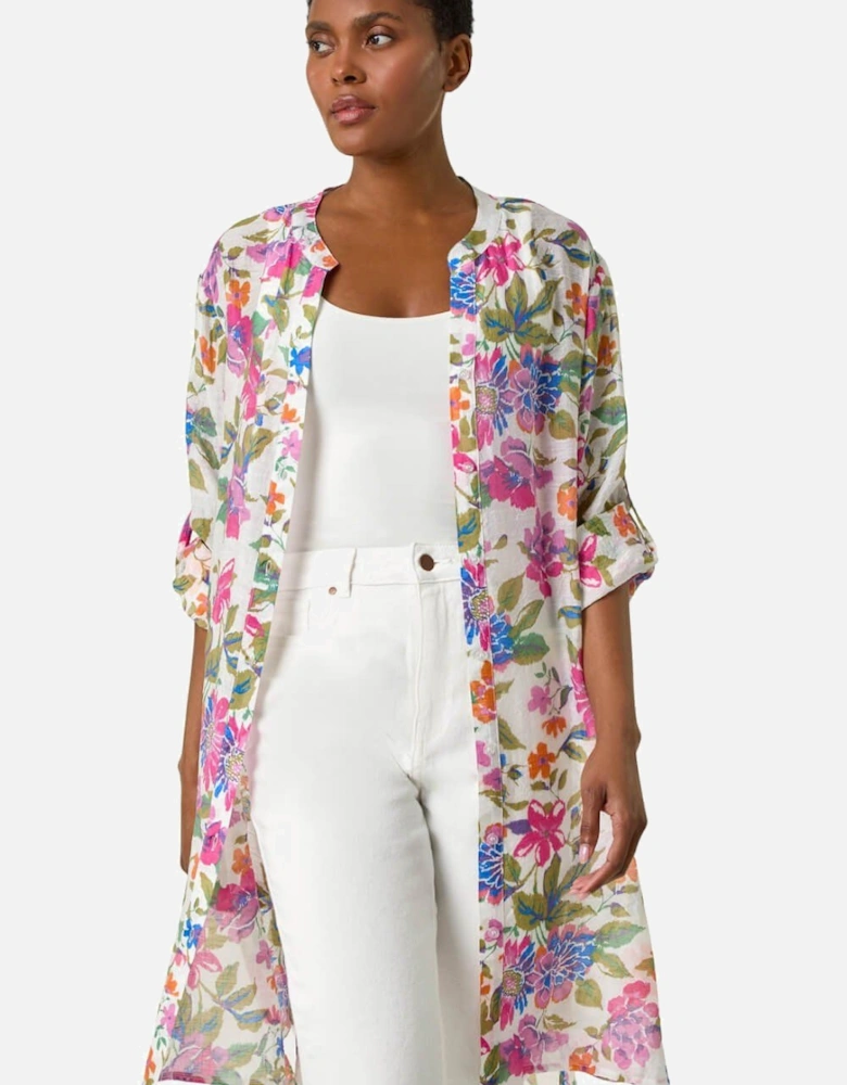 Floral Print Longline Blouse