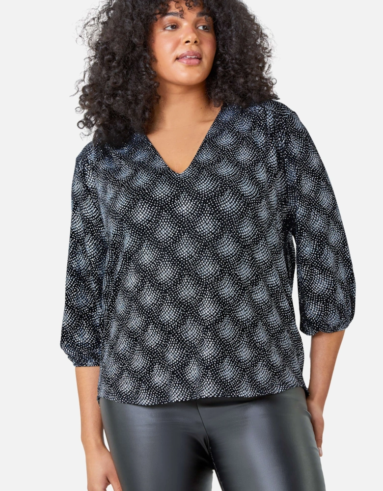 Curve Glitter Sparkle Tunic Top