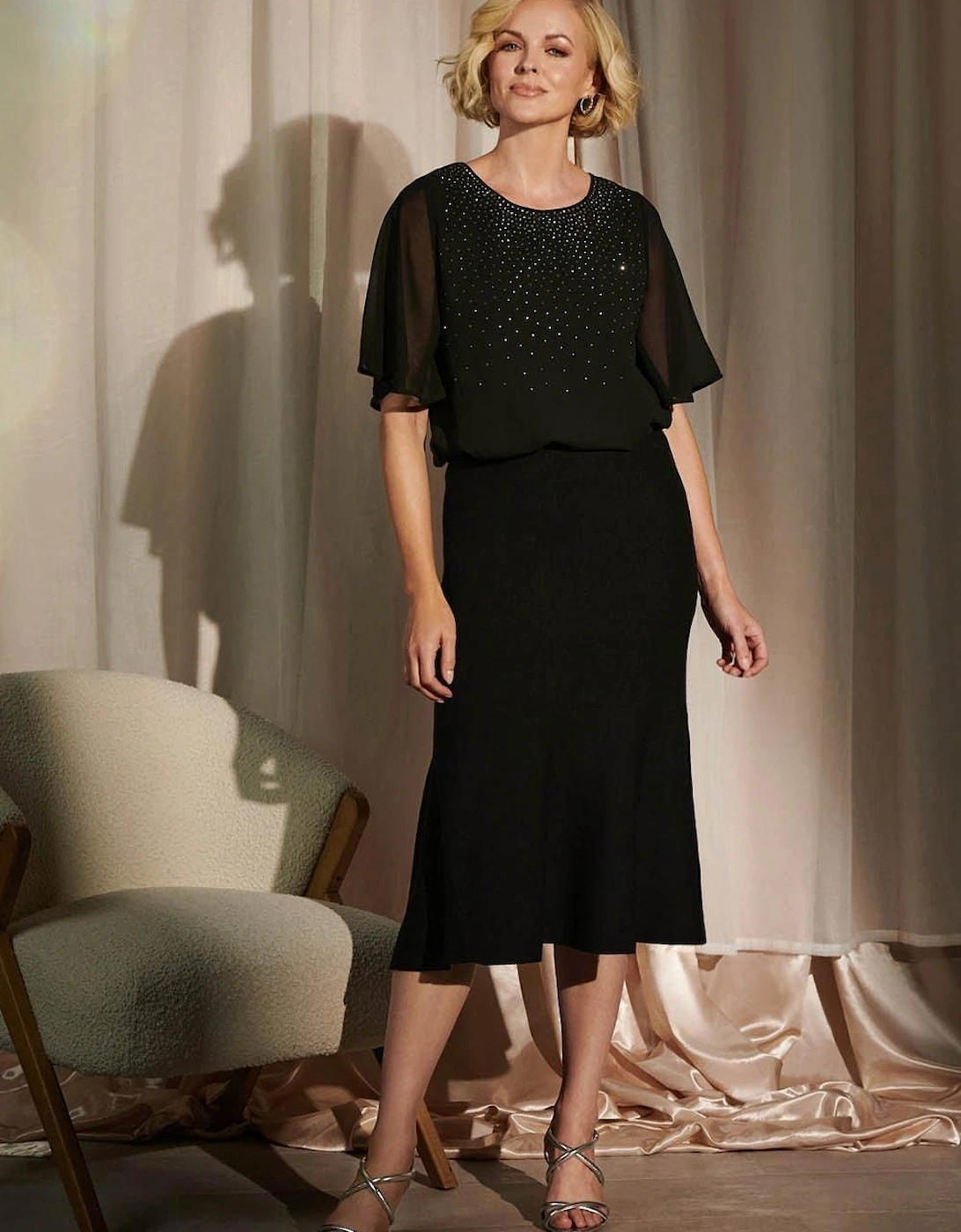 High Waist A-Line Midi Knit Skirt, 2 of 1