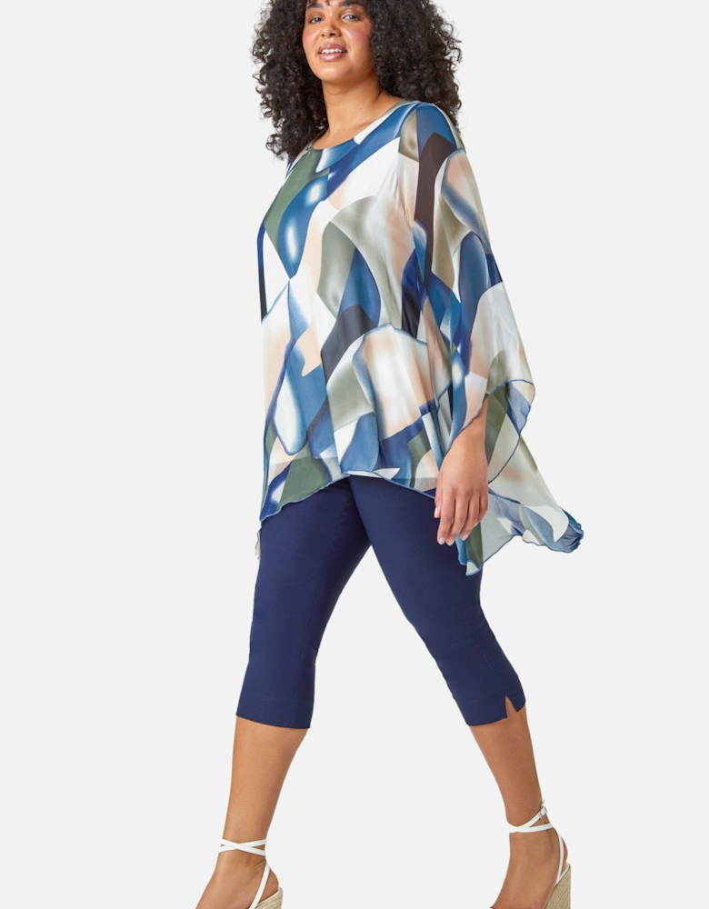 Curve Abstract Chiffon Overlay Top