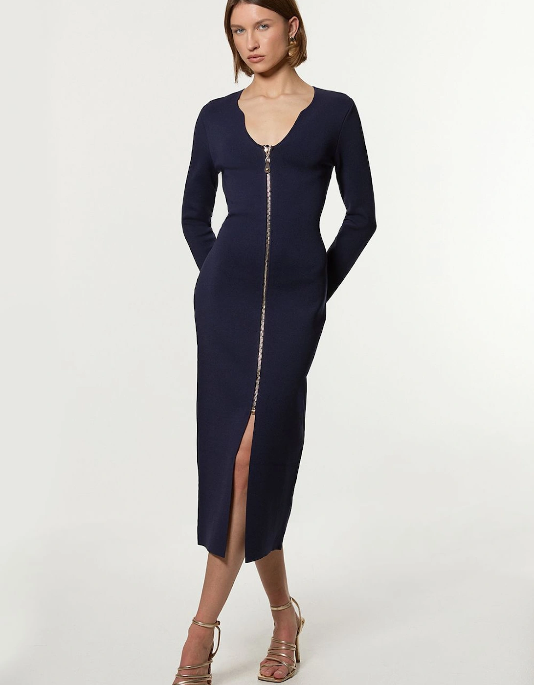 Zip Up Full Needle Knitted Dress, 2 of 1
