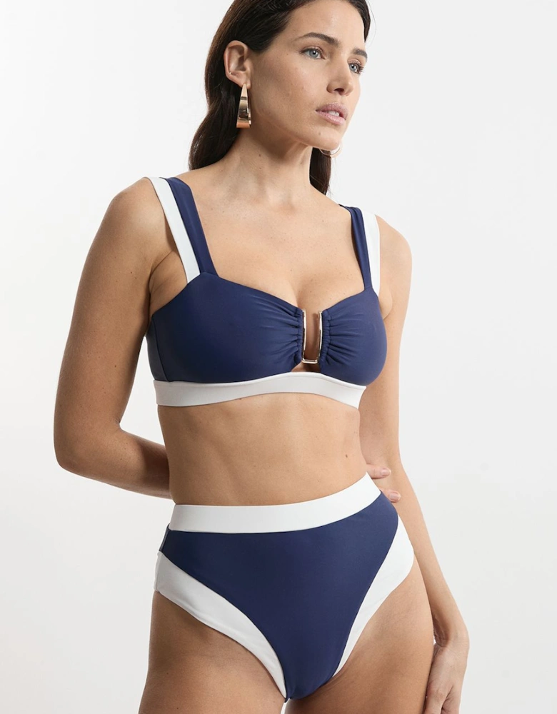 Colour Blocked Trimmed Bikini Top