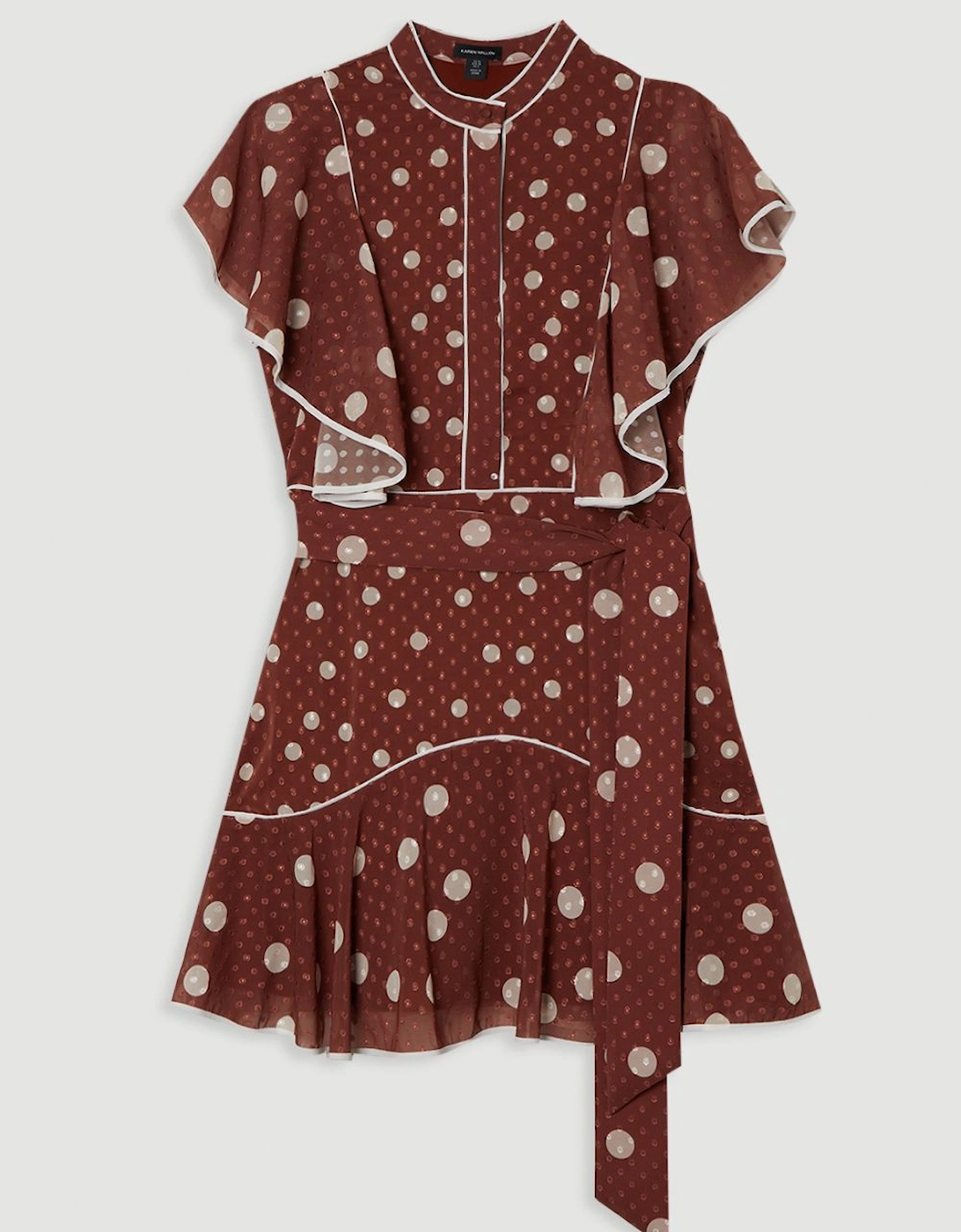 Mixed Dot Ruffle Georgette Mini Dress, 2 of 1