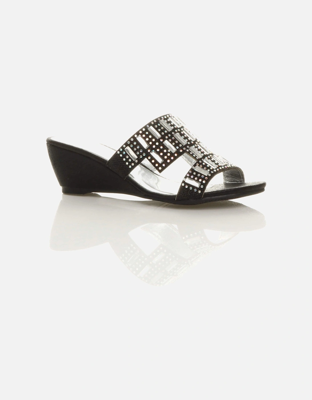Mid Wedge Heel Diamante  Heeled Sandals, 2 of 1