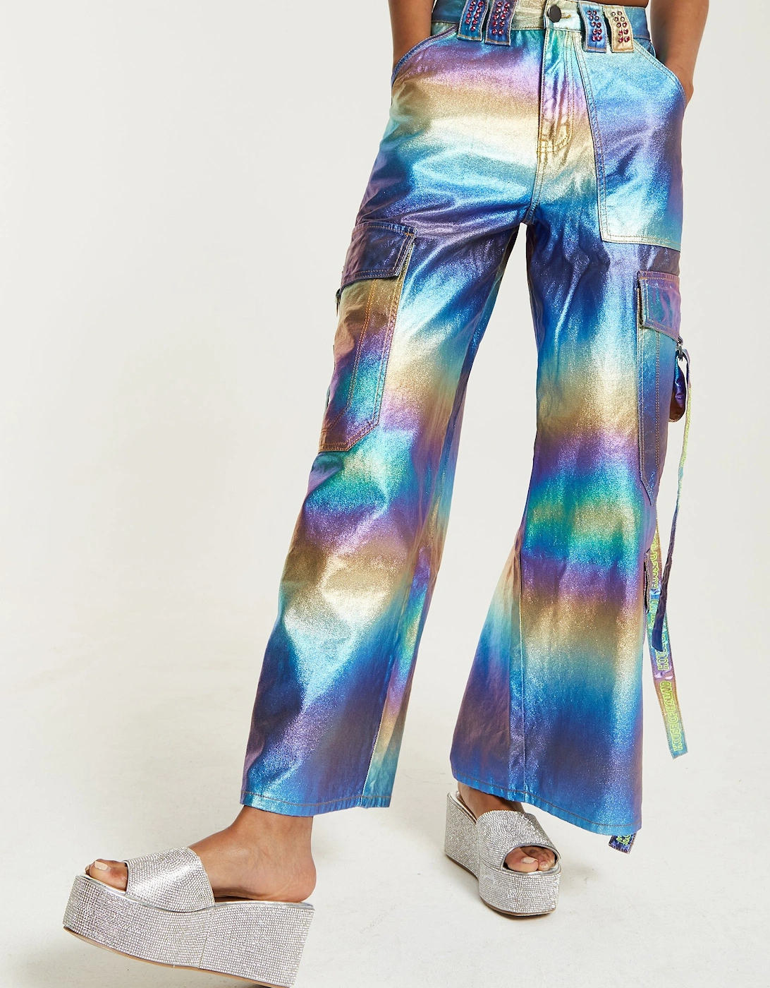 Metallic Rainbow Cargo Trousers, 2 of 1