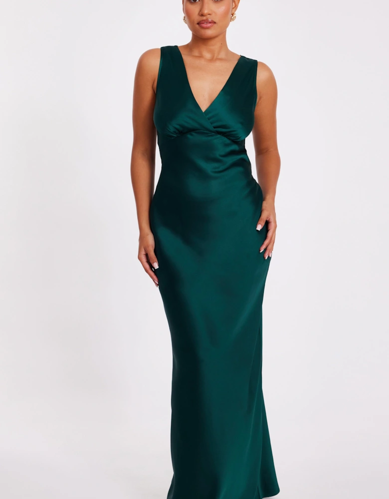 Green Petite Cowl Back Maxi Dress