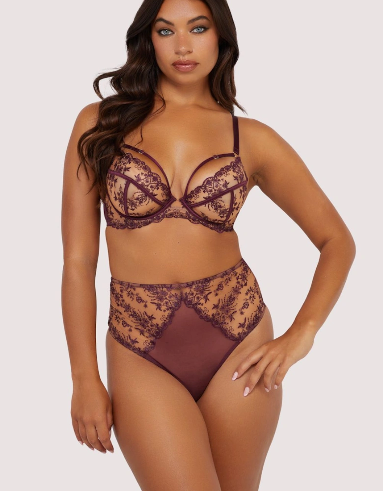 Cassia Wine Custom Embroidery High Waisted Thong