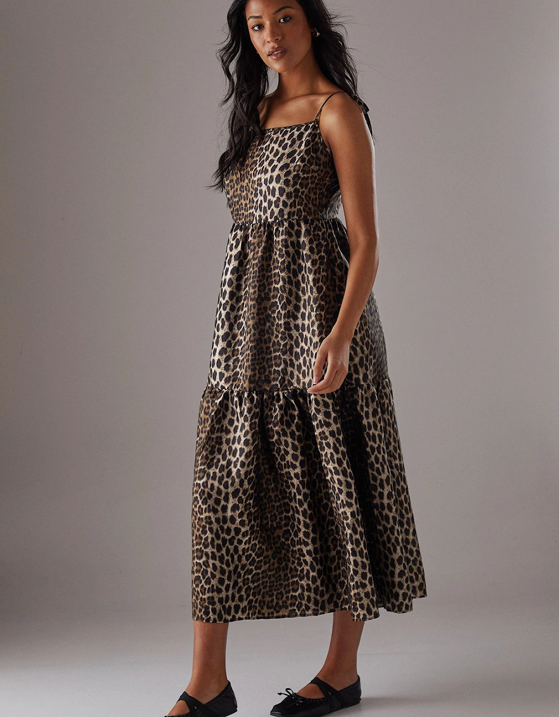 Animal Organza Strappy Smock Midi Dress, 2 of 1