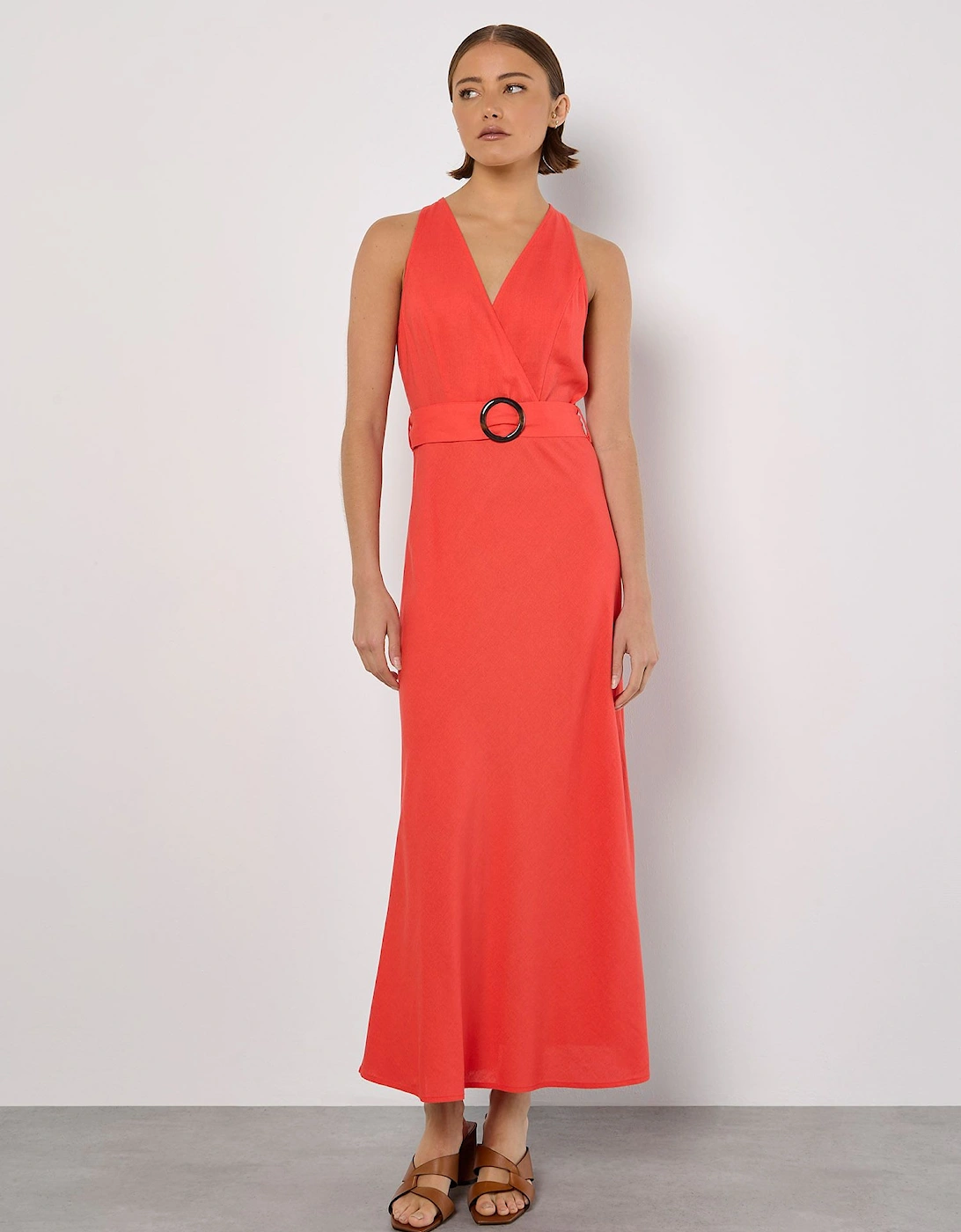 Linen Blend Wrap Midaxi Dress, 2 of 1