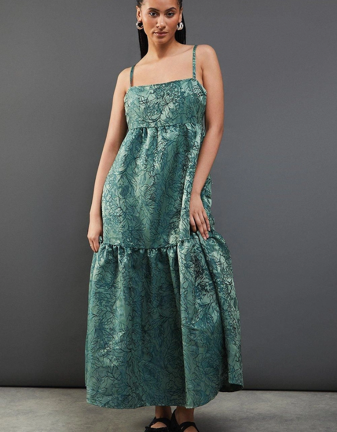 Jacquard Strappy Smock Midi Dress, 2 of 1