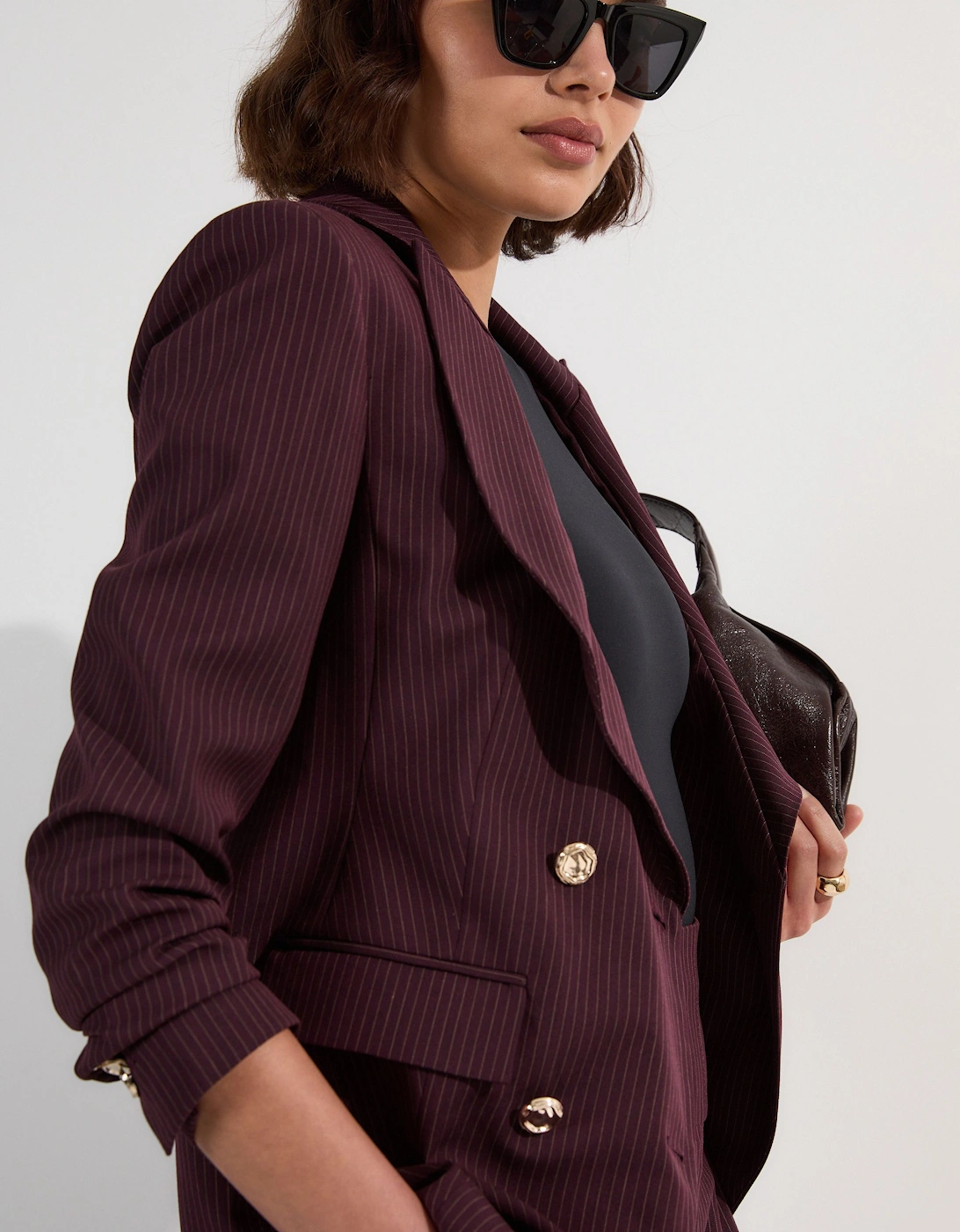 Pinstripe Double Breasted Waisted Tailored Jacket, 2 of 1
