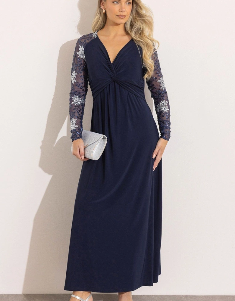 Embellished Long Sleeve Maxi Dress