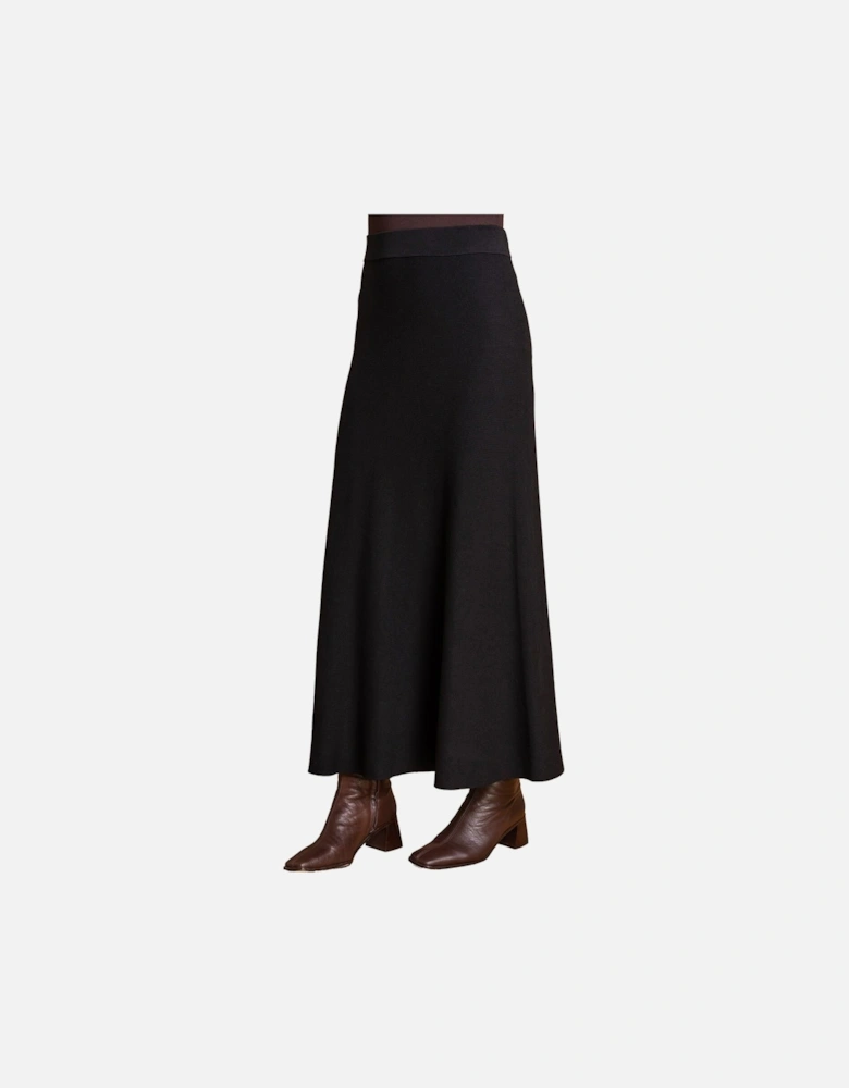Plain Elastic Waist Knitted A Line Midi Skirt