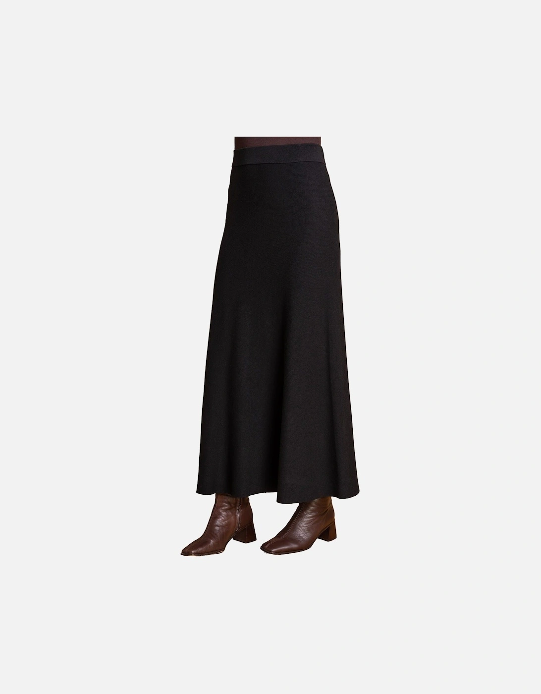 Plain Elastic Waist Knitted A Line Midi Skirt, 2 of 1