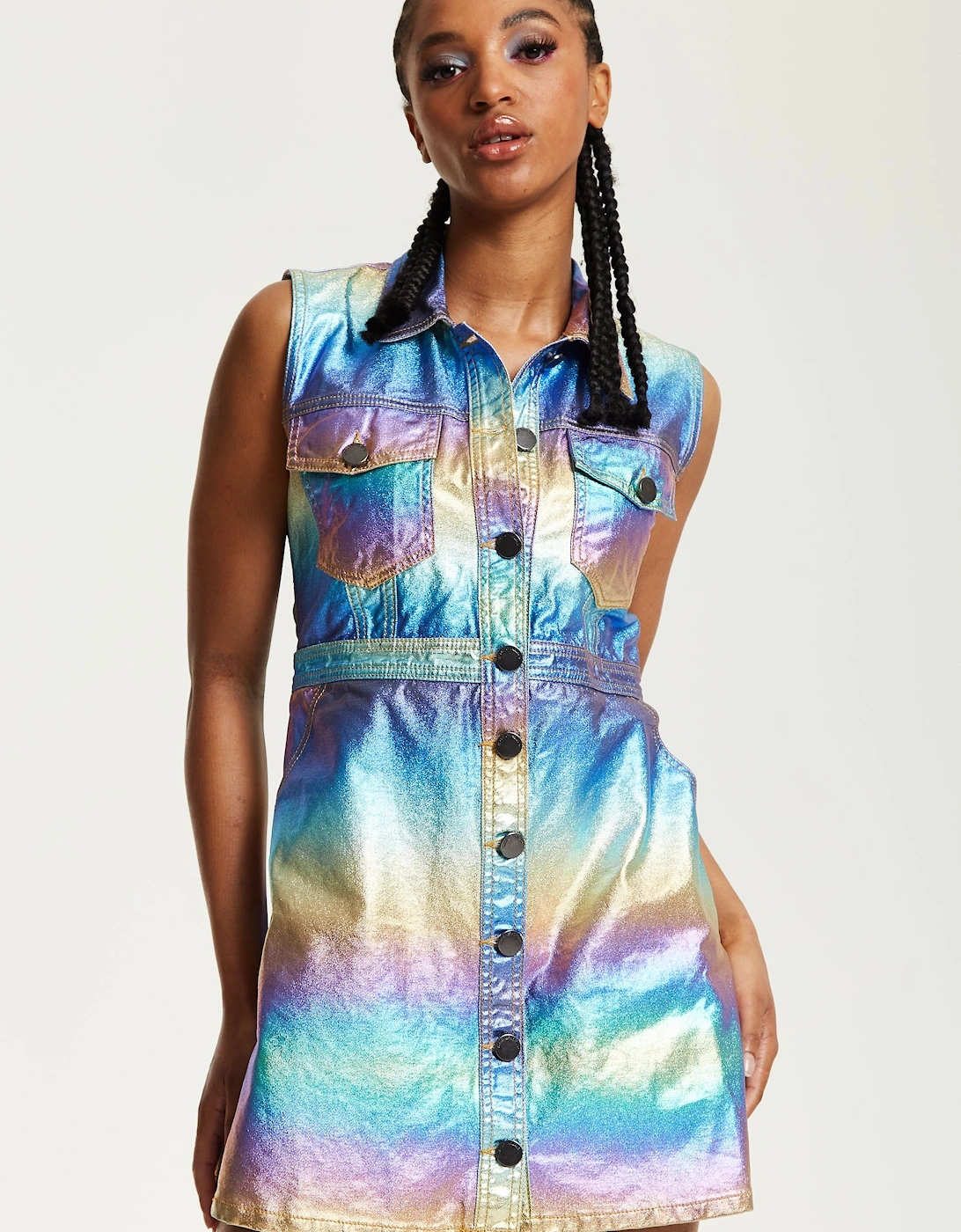 Metallic Rainbow Mini Dress, 2 of 1