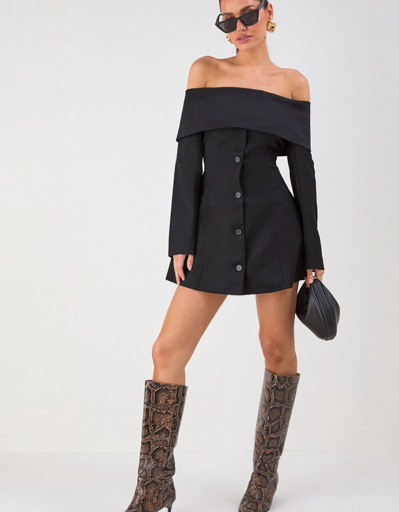 Tailored Bardot Blazer Mini Dress