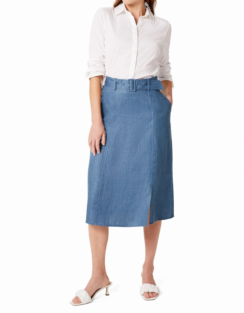 Justine Belted Midi Skirt Plain