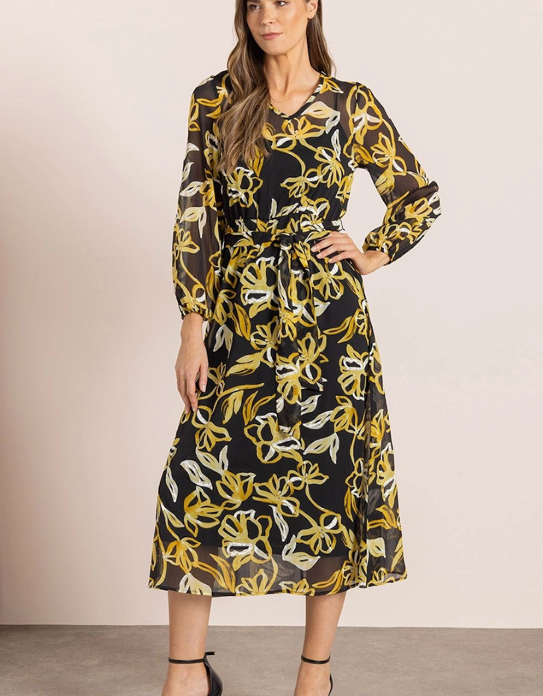 Printed Long Sleeve Midaxi Dress, 2 of 1