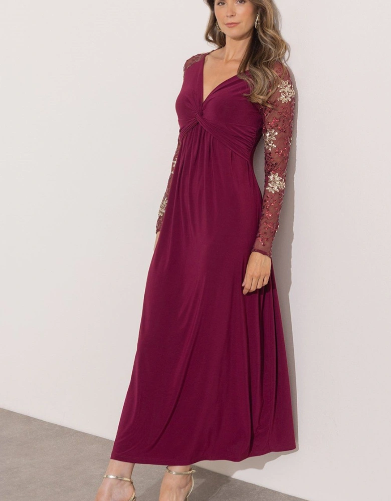 Embellished Long Sleeve Maxi Dress