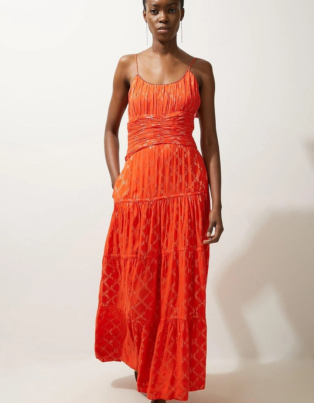 Viscose Metallic Thread Strappy Woven Sun Dress, 2 of 1