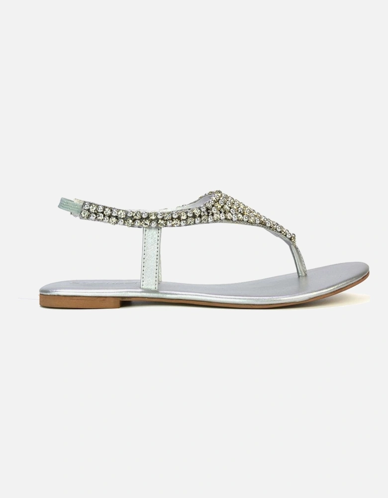 'Lauren' Embellished Toe Post Flat Sandals