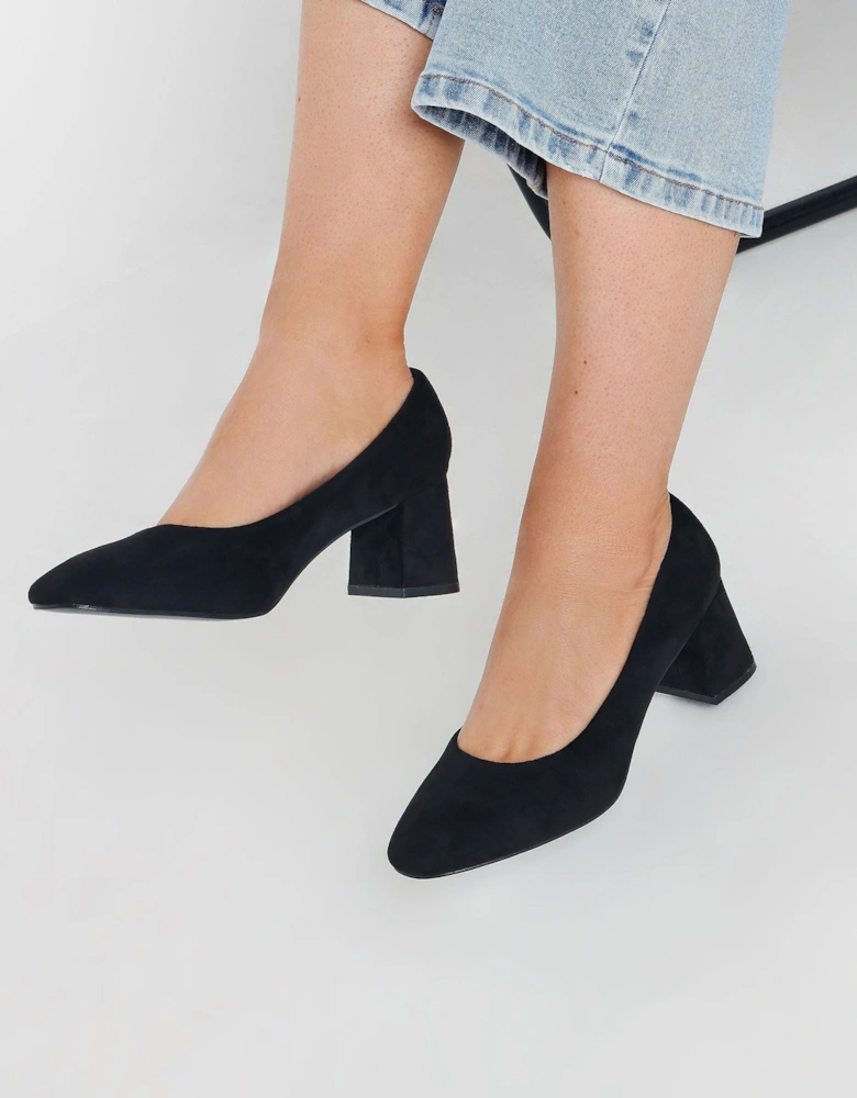 Faux Suede Mid Block Heel Court Shoes