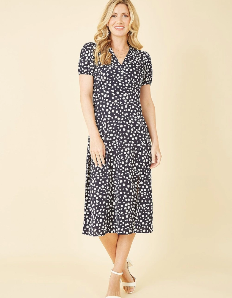 Navy Spot Midi Tea Dress