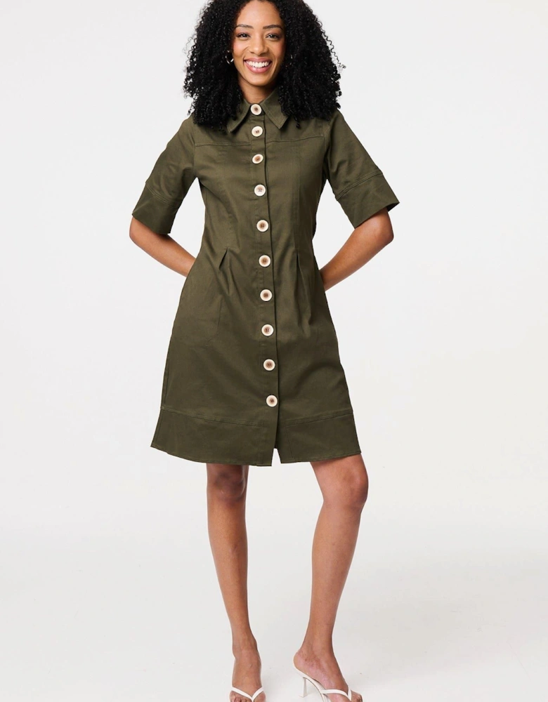 Boxy Button Down Shirt Mini Dress
