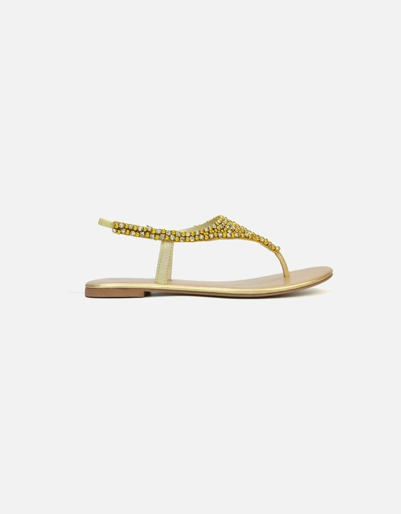 'Lauren' Embellished Toe Post Flat Sandals