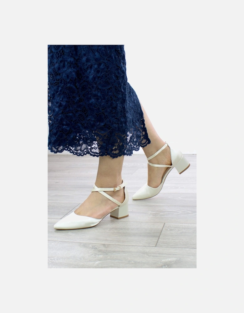 Mid Block Heel Satin Pointed Toe Evening Party  Strappy Heels