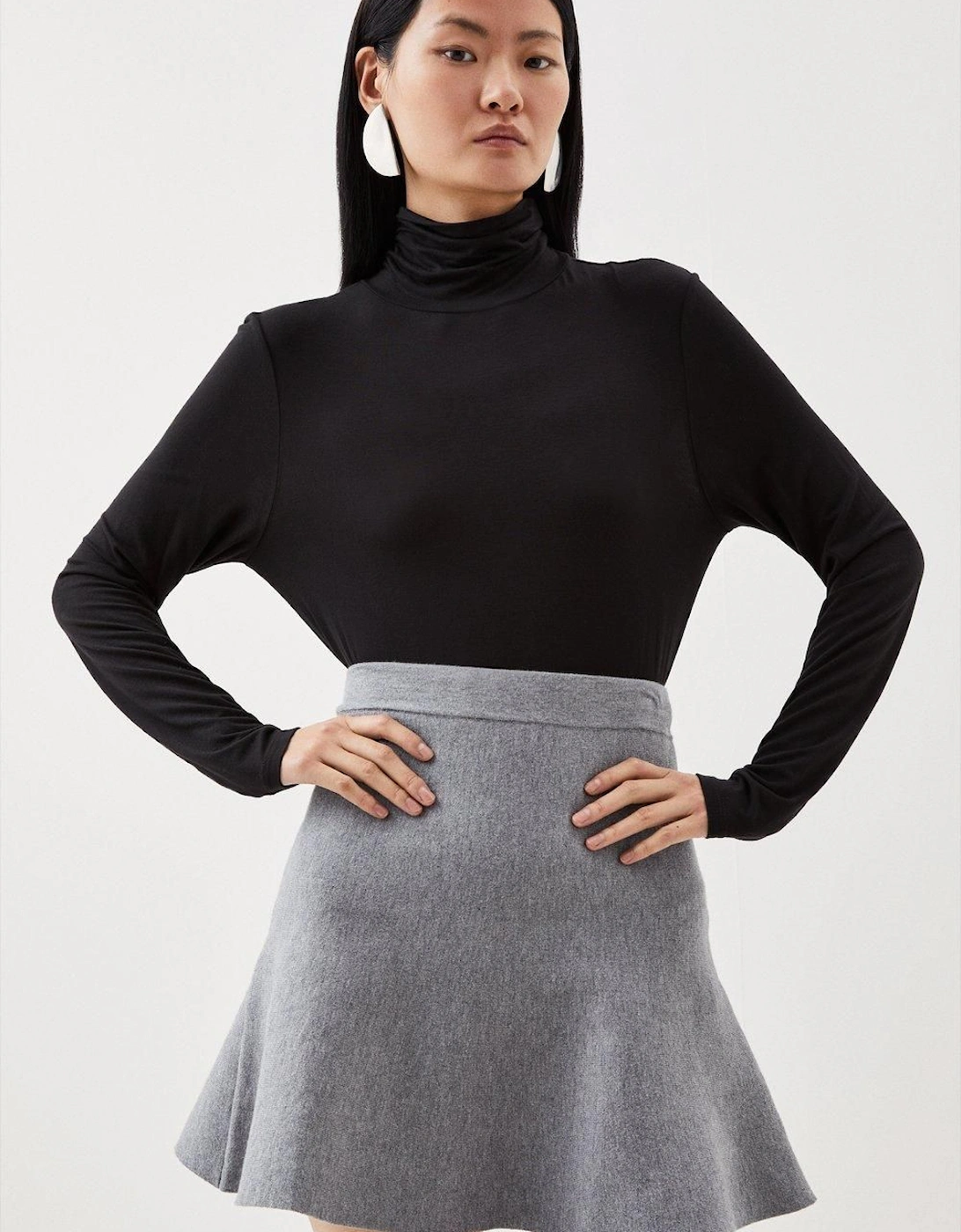 Compact Wool Look Knit Flippy Mini Skirt, 2 of 1