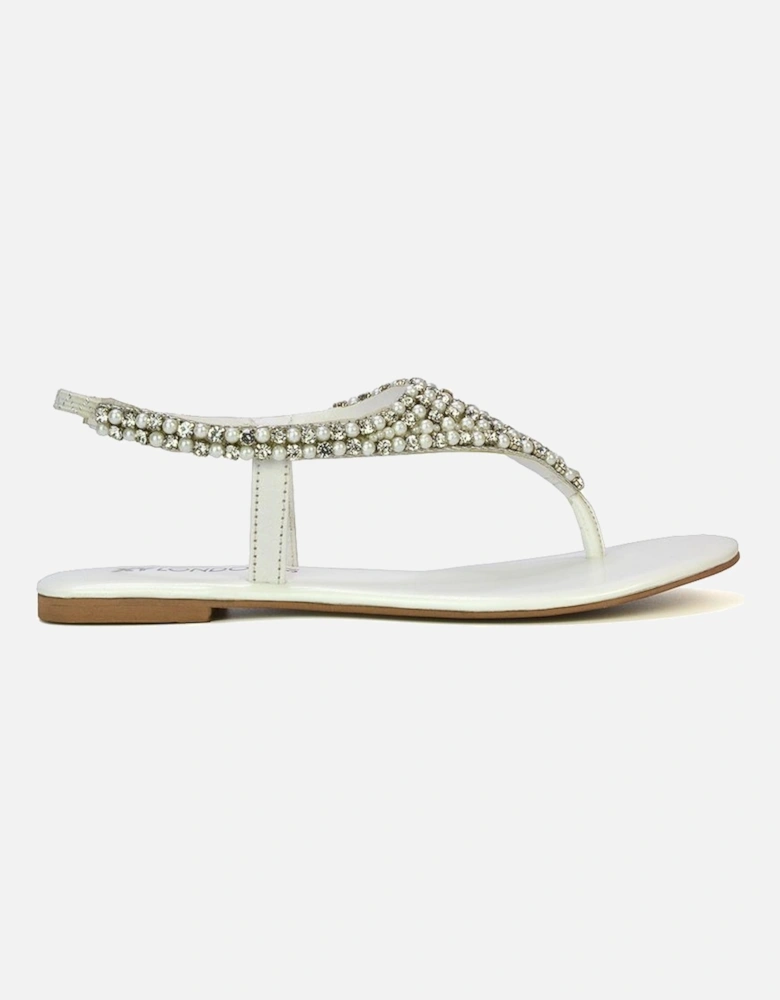 'Lauren' Embellished Toe Post Flat Sandals