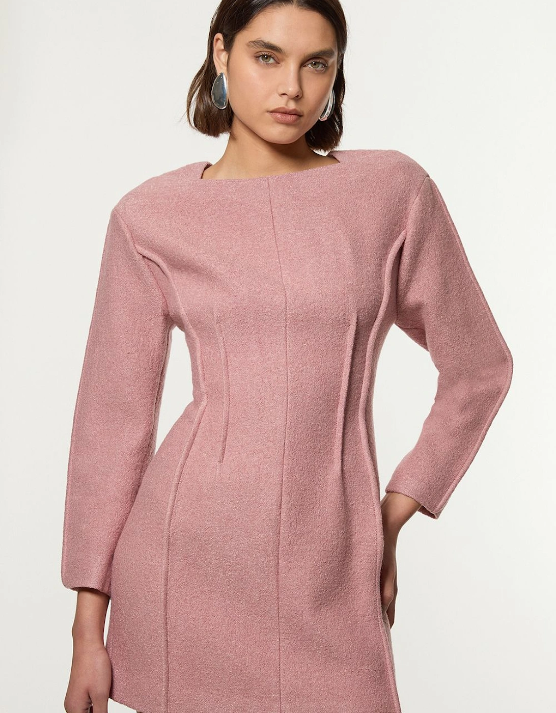 Textured Wool Blend Darted Tailored Mini Dress, 2 of 1