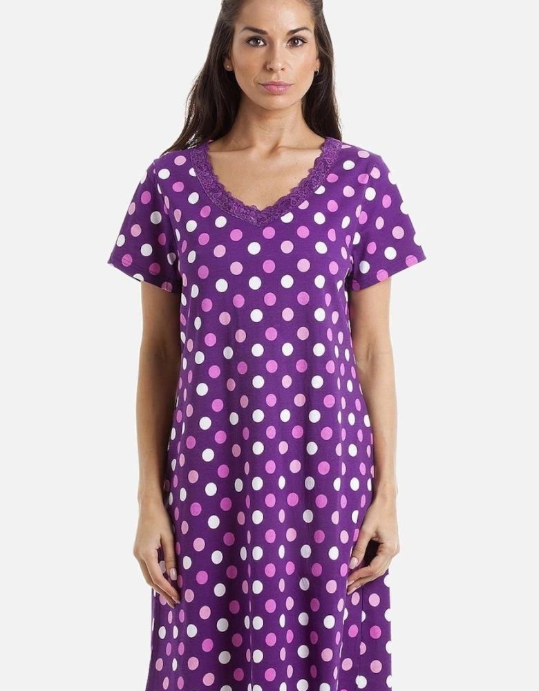 Polka Dot Print Cotton Summer Nightshirt