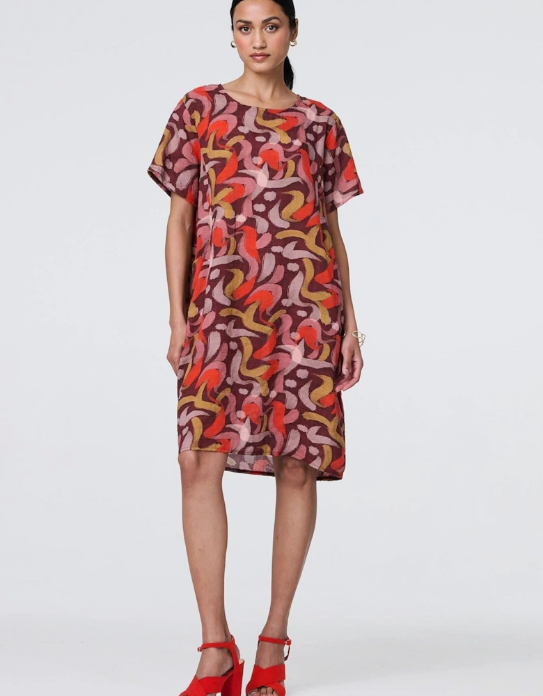 Printed Round Neck Tunic Dress