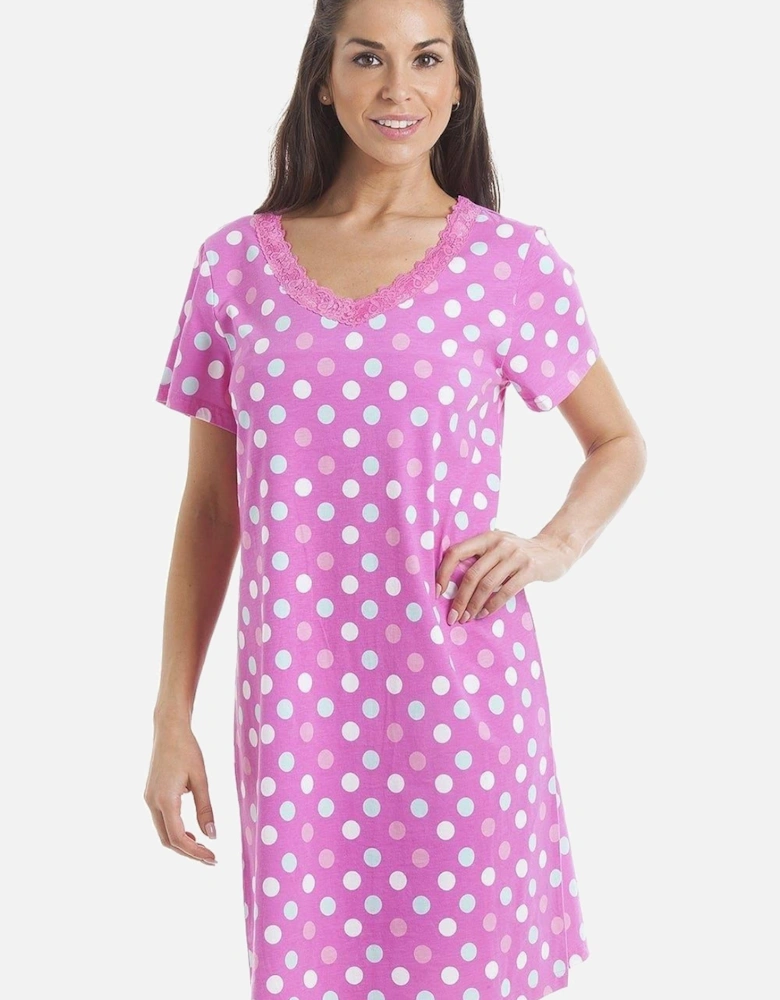 Polka Dot Print Cotton Summer Nightshirt