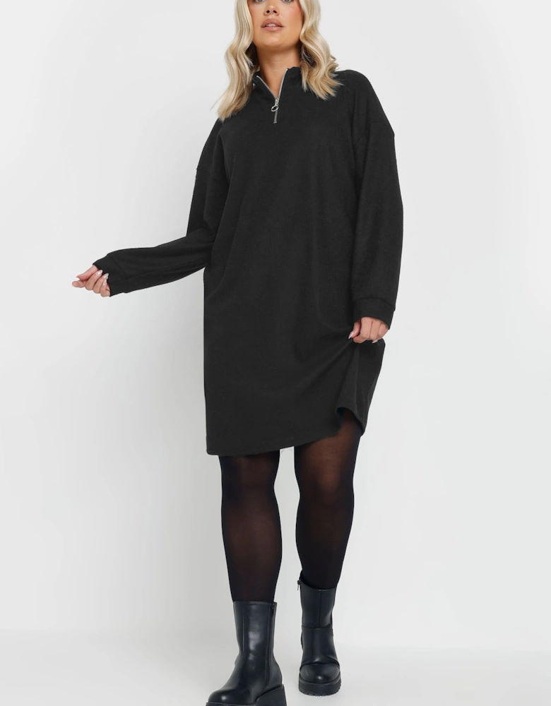 Zip Neck Ribbed Jumper Dress