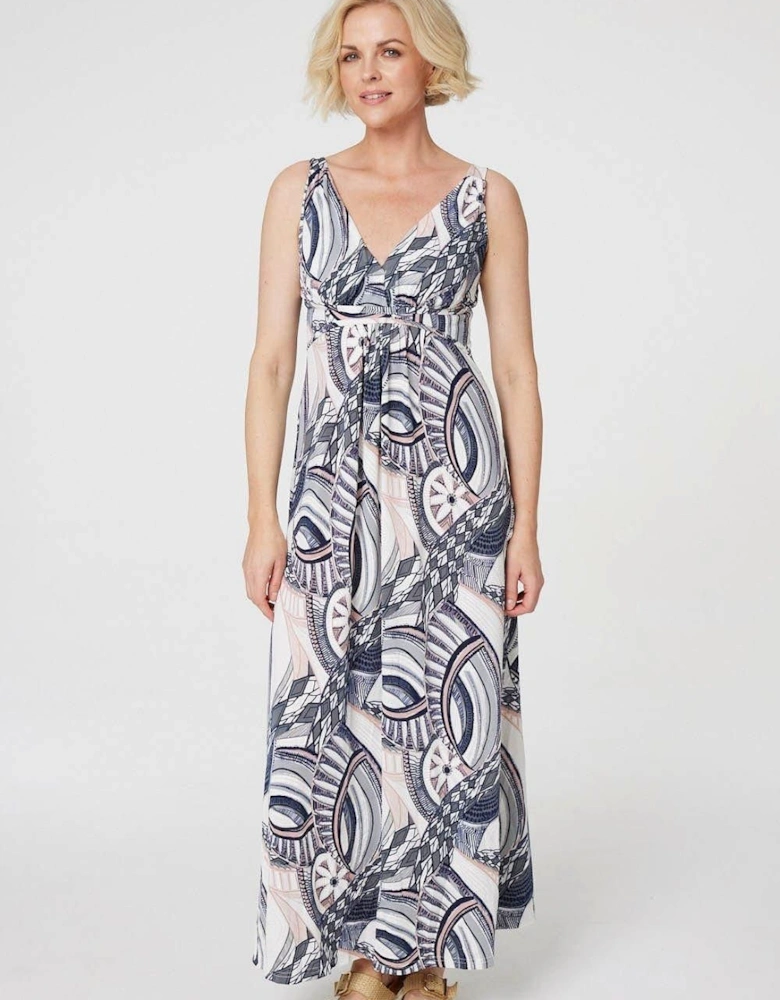 Abstract Print A-Line Maxi Dress