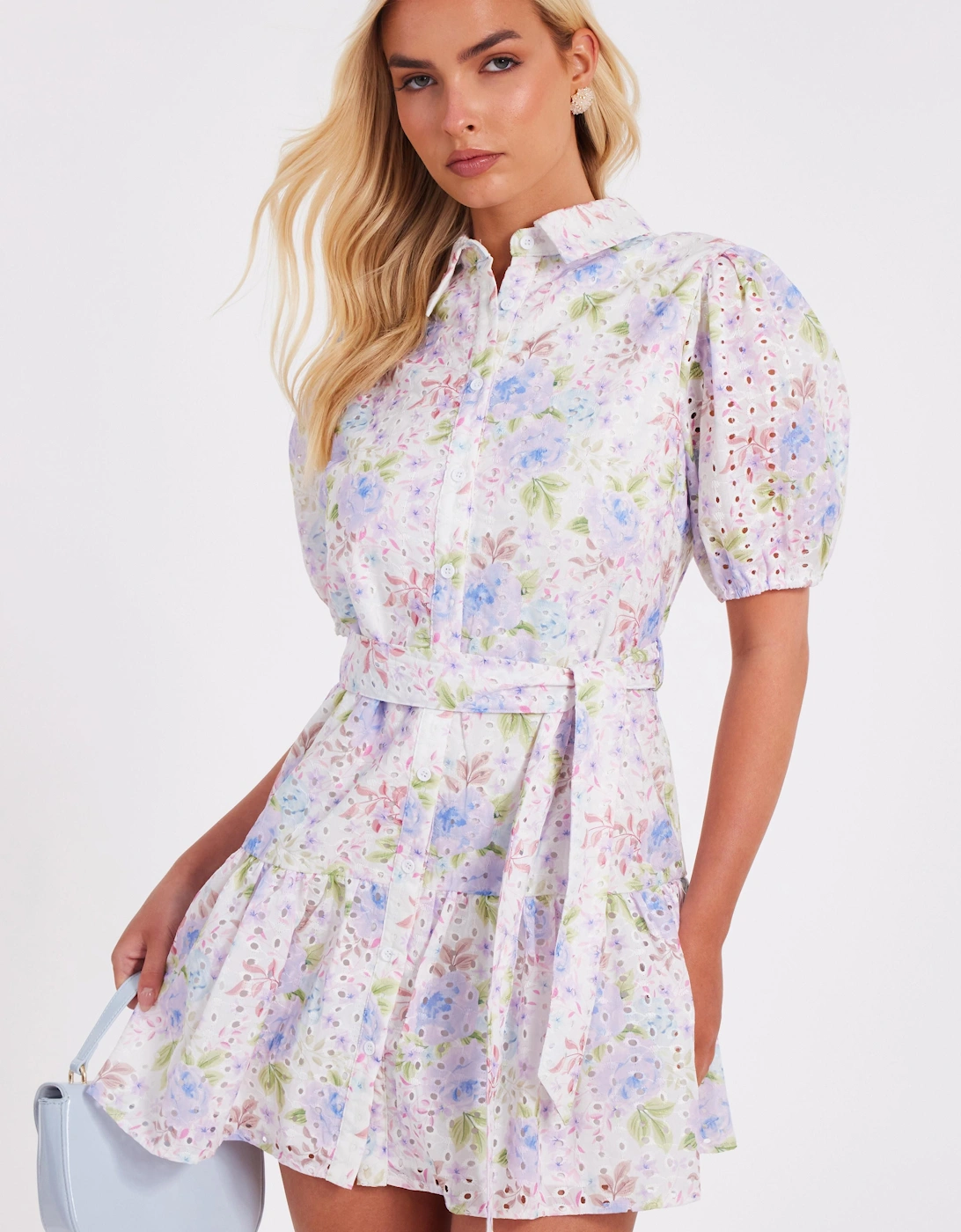 Multi Embroidered Floral Shirt Dress, 2 of 1