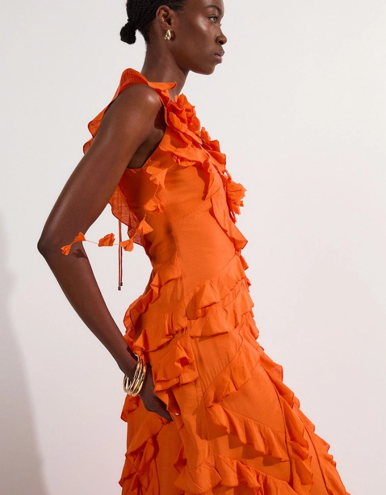 Tall Ruffle Strappy Woven Maxi Dress