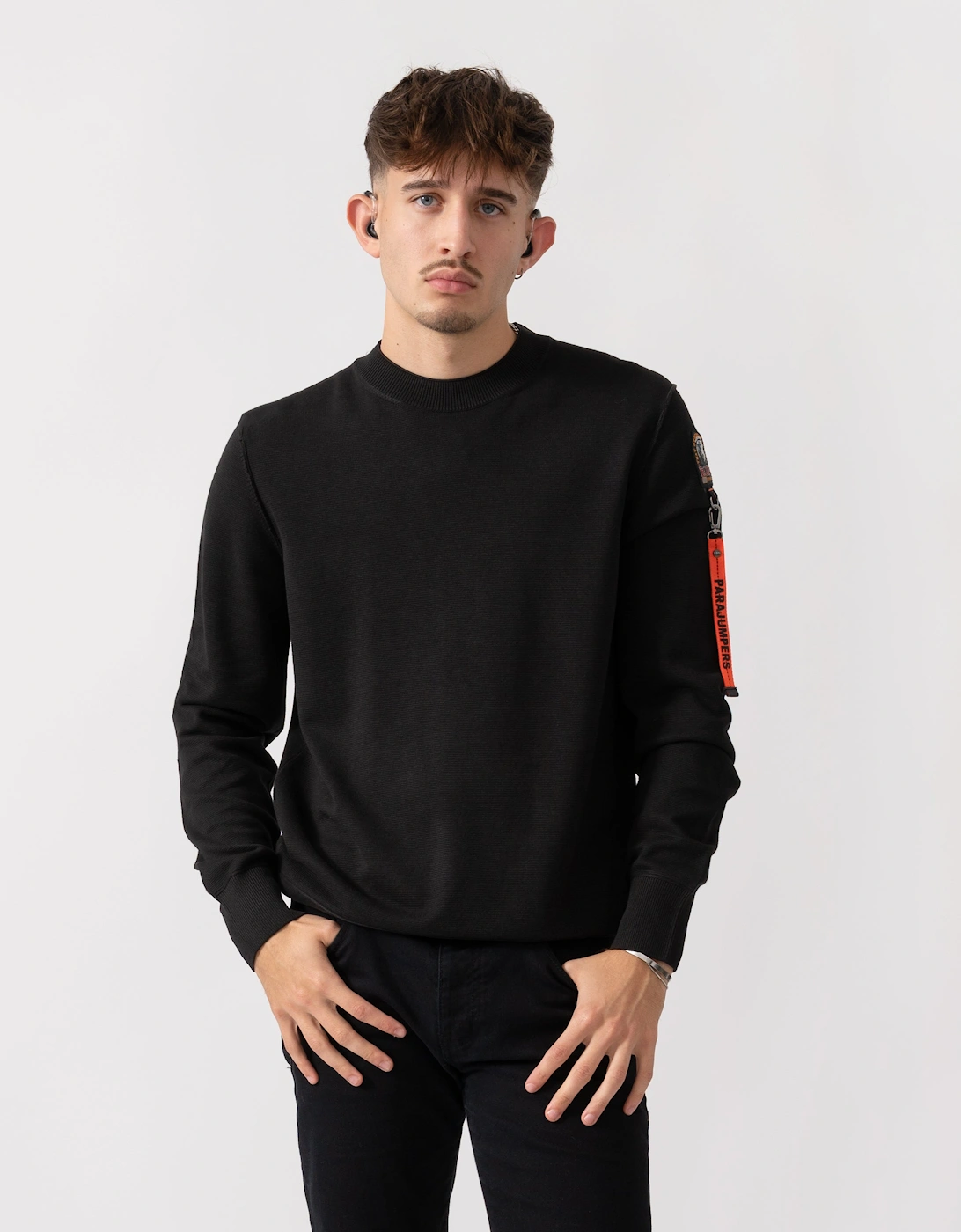 Men's Parajumpers Basic Braw Mens Crew Neck Sweater - Black 541 - Size: 38